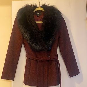 H&M Faux Fur Wool Coat